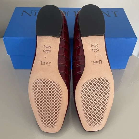 J. McLaughlin Anastasia Crocodile Leather Flats in French Merlot - Picture 6 of 7